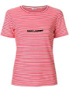 Saint Laurent Logo Embroidered Striped T-shirt