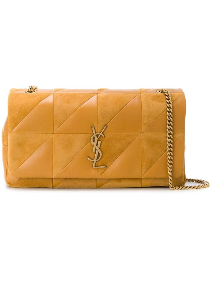 Saint Laurent Contrast Panel Shoulder Bag - Orange