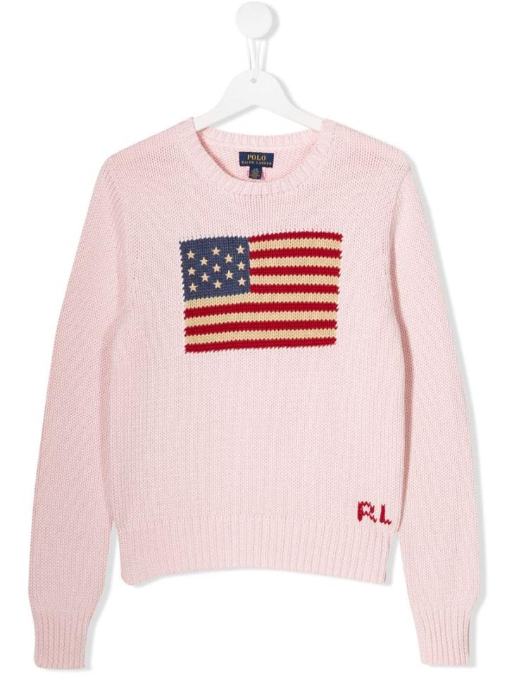 Ralph Lauren Kids Teen American Flag Knit Jumper - Pink