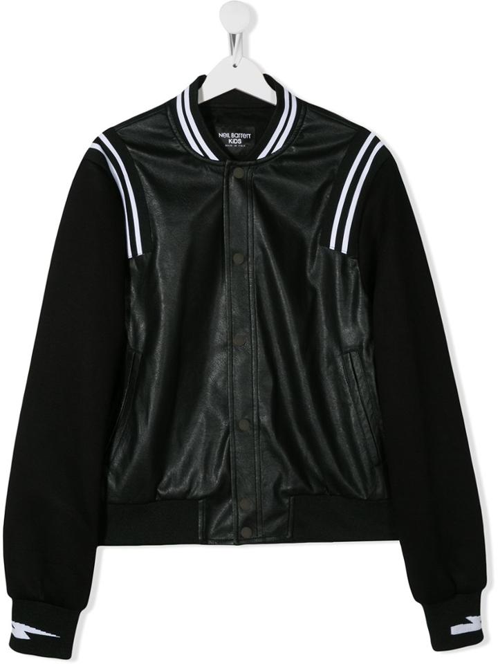 Neil Barrett Kids Stripe Detail Bomber Jacket - Black