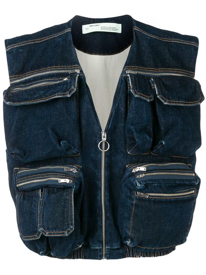 Off-white Denim Multipocket Vest - Blue