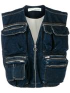 Off-white Denim Multipocket Vest - Blue