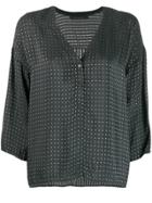 Elsa Esturgie Polka-dot Flared Blouse - Grey