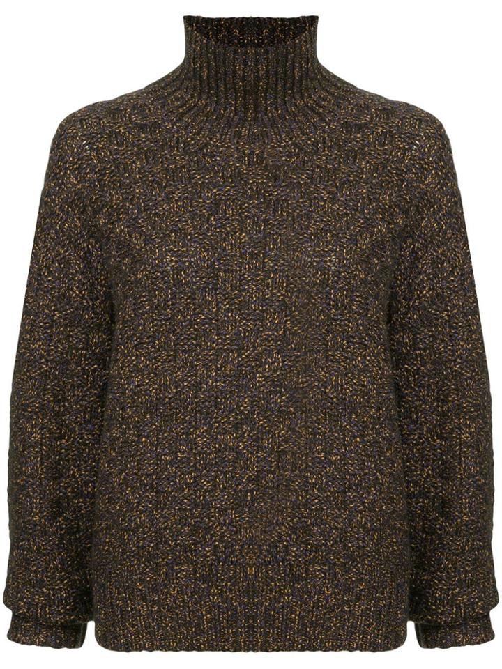 Des Prés Turtle-neck Fitted Sweater - Brown