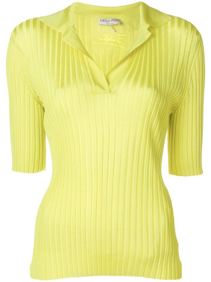 Emilio Pucci Ribbed Polo Shirt - Yellow & Orange