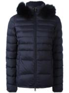 Duvetica Fur Trim Puffer Jacket, Women's, Size: 46, Blue, Polyamide/polyurethane/spandex/elastane/feather Down