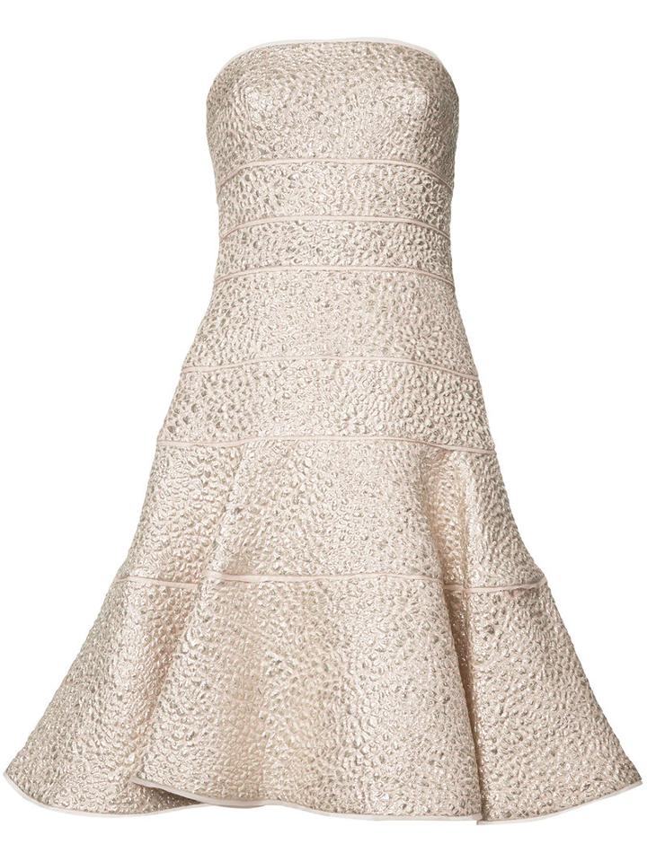 Oscar De La Renta Strapless Flared Dress, Women's, Size: 6, Pink/purple, Cotton/polyester