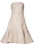 Oscar De La Renta Strapless Flared Dress, Women's, Size: 6, Pink/purple, Cotton/polyester