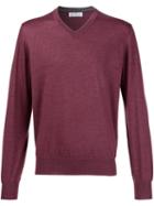 Brunello Cucinelli V-neck Sweater, Men's, Size: 50, Red, Cashmere/wool
