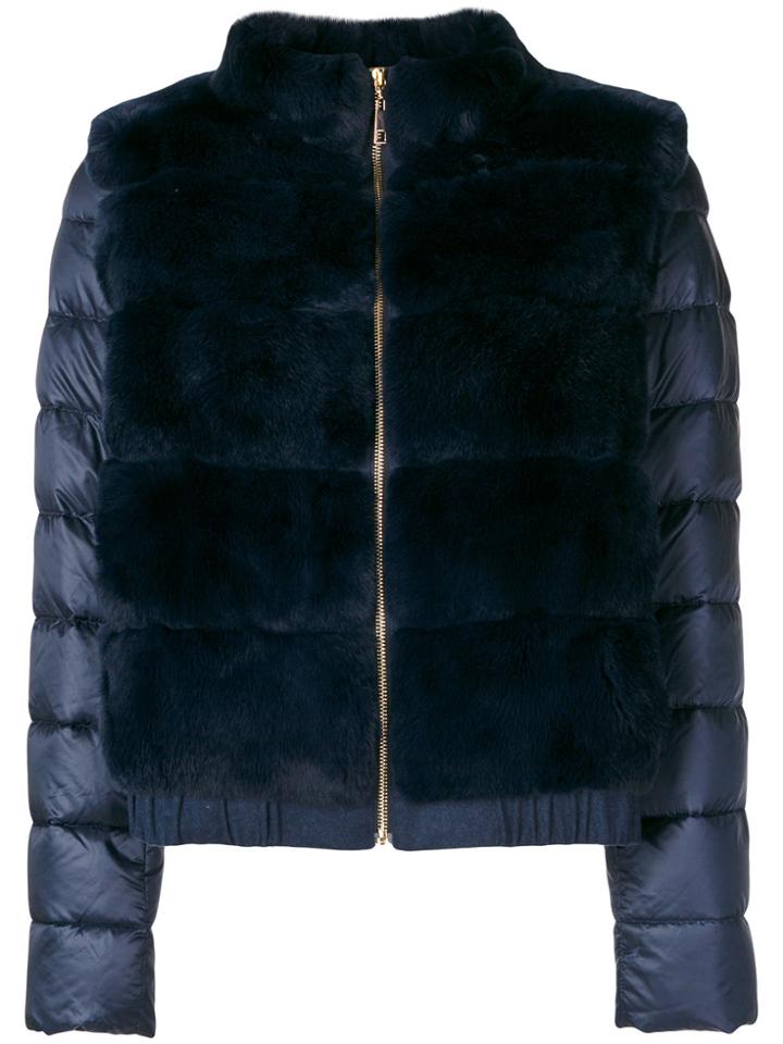 Liska Fur Detail Padded Jacket - Blue