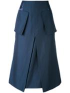 Aalto - Patch Pockets A-line Skirt - Women - Linen/flax/viscose/virgin Wool - 40, Blue, Linen/flax/viscose/virgin Wool