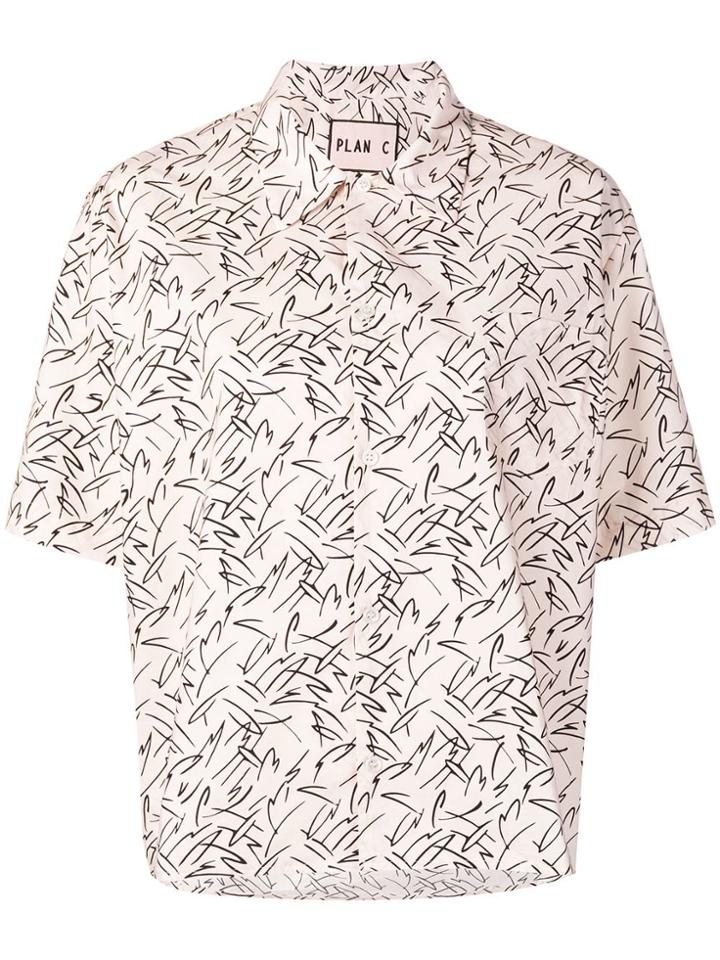 Plan C Leaf Print Shirt - Pink