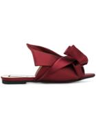 No21 Satin Abstract Bow Mules - Red