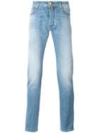 Jacob Cohen Stonewashed Tapered Jeans, Men's, Size: 37, Blue, Cotton/spandex/elastane