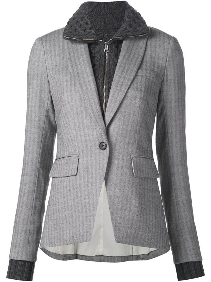 Veronica Beard 'dickey' Blazer, Women's, Size: 12, Grey, Polyester/spandex/elastane/virgin Wool