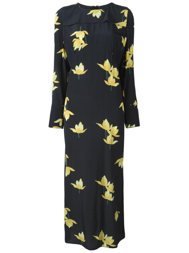 Marni 'dawntreader' Floral Crepe Dress, Women's, Size: 42, Black, Cotton