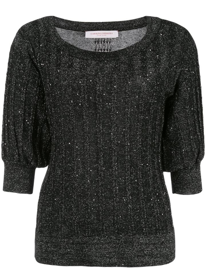 Carolina Herrera Metallic Knitted Top - Black