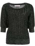 Carolina Herrera Metallic Knitted Top - Black
