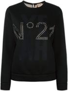 No21 Studded Logo Sweatshirt, Women's, Size: 40, Black, Viscose