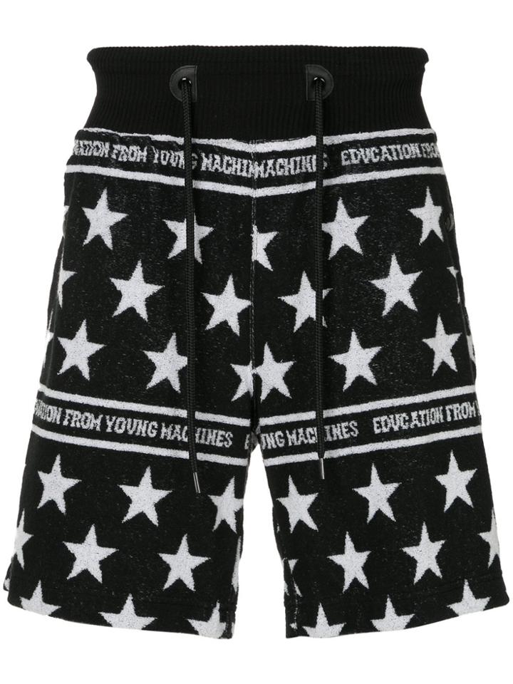 Education From Youngmachines Star-intarsia Shorts - Black