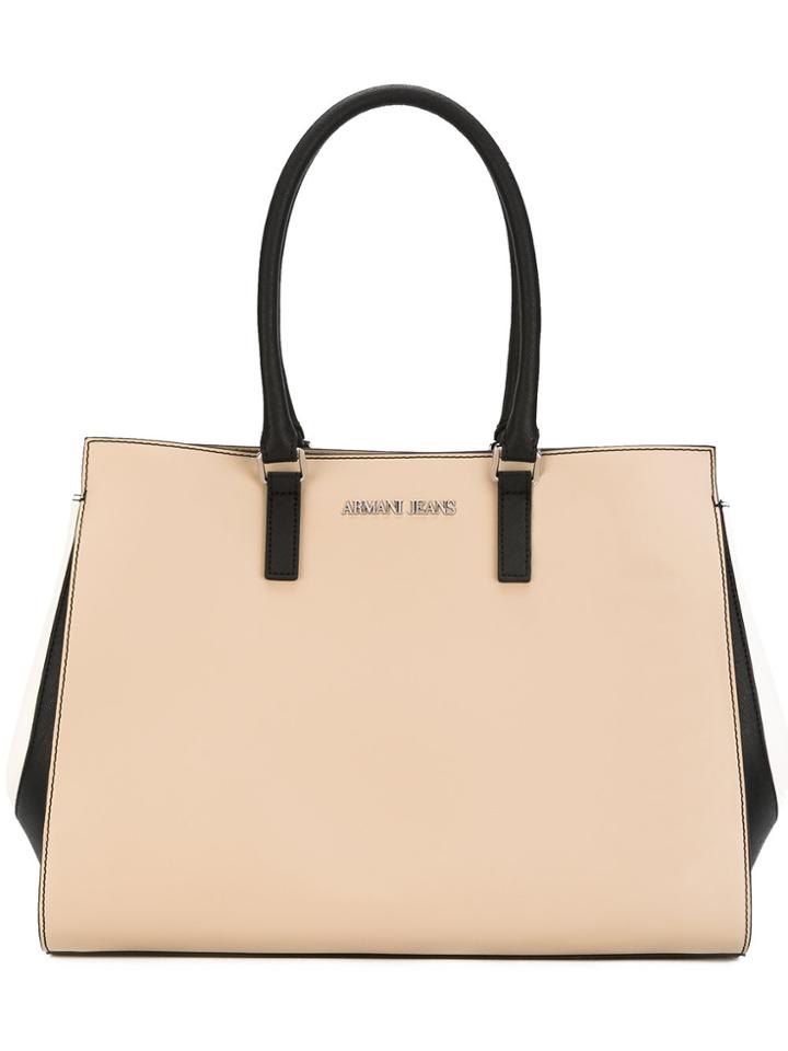 Armani Jeans Logo Plaque Tote - Nude & Neutrals