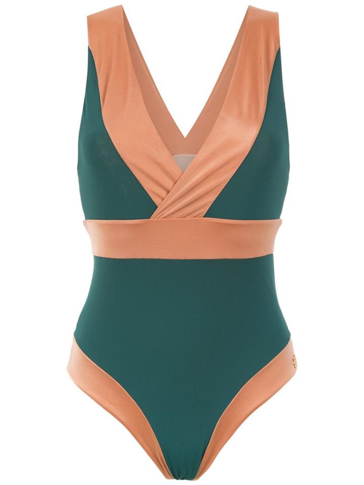 Brigitte Panelled Swimsuit - Green