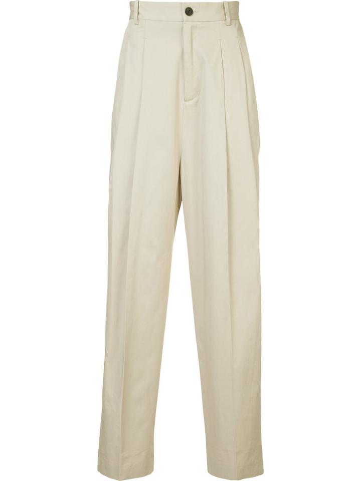 Icosae - Pleated Front Trousers - Men - Cotton - S, Nude/neutrals, Cotton