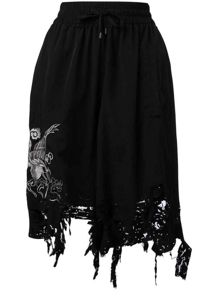 Marcelo Burlon County Of Milan Distressed Shorts, Women's, Size: Small, Black, Polyester