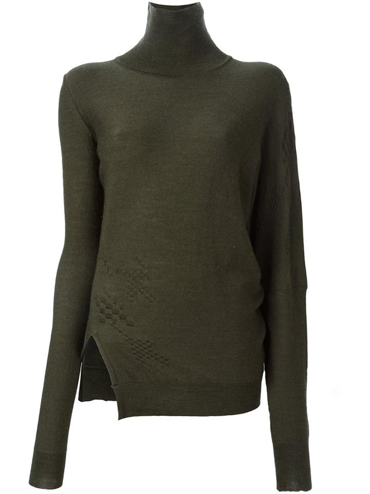 A.f.vandevorst 'tuxedo' Knitted Blouse, Women's, Size: 38, Green, Virgin Wool