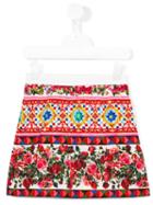 Dolce & Gabbana Kids Carreto Siciliano Print Skirt, Girl's, Size: 10 Yrs