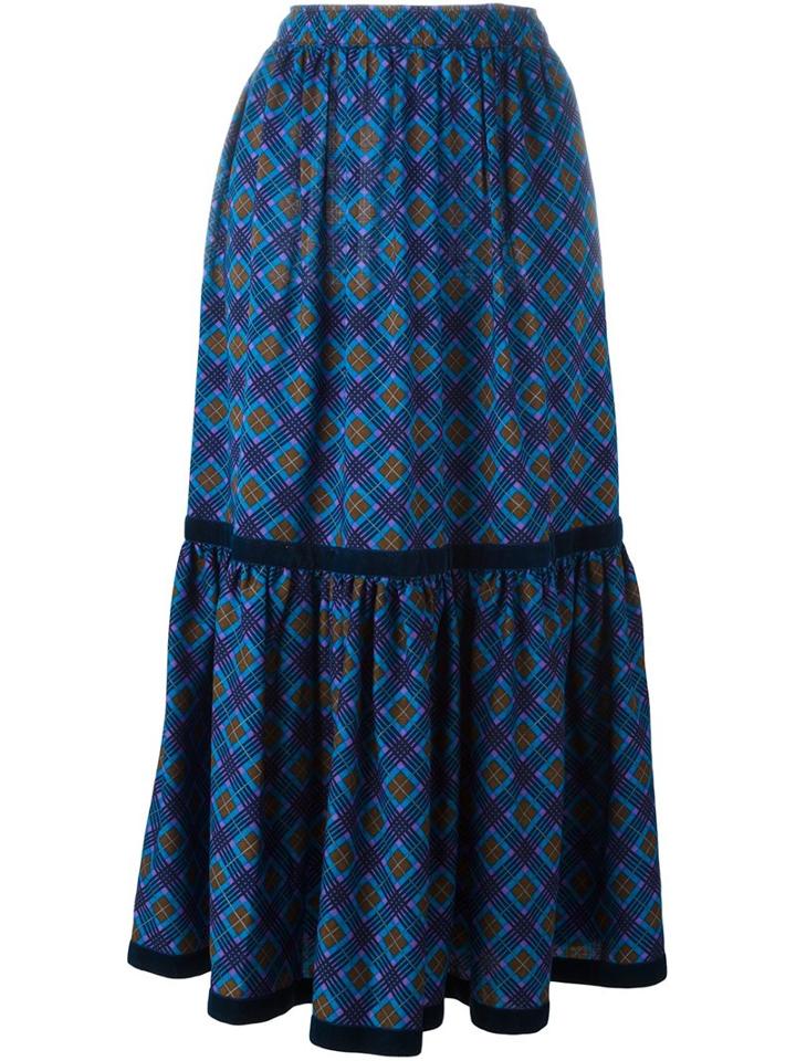 Yves Saint Laurent Vintage Argyle Print Peasant Skirt