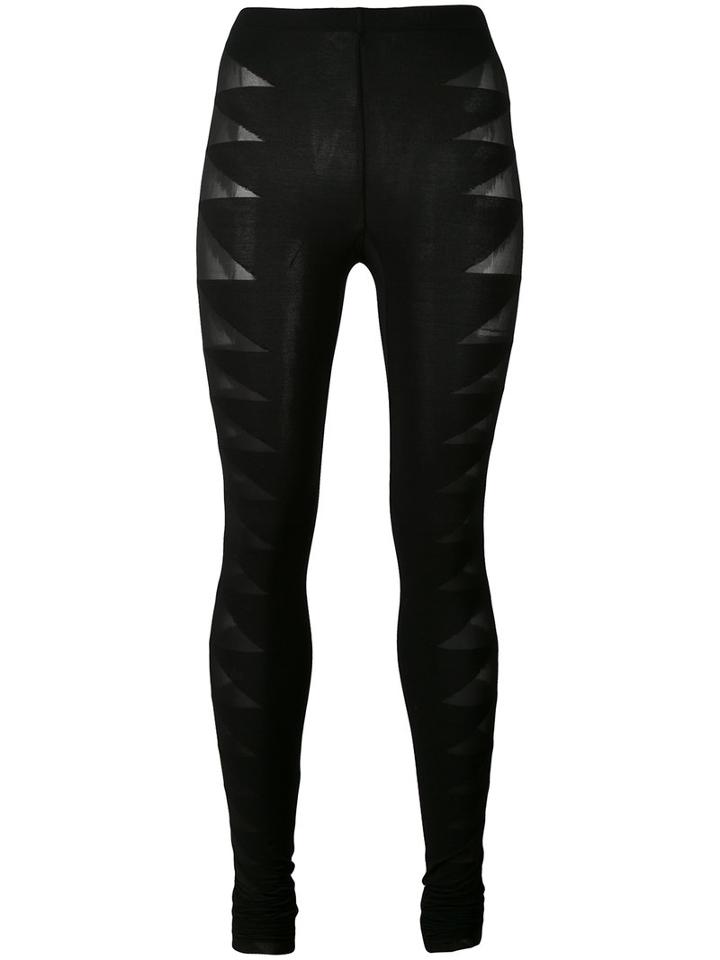 Rick Owens Lilies - Mesh Insert Leggings - Women - Polyamide/spandex/elastane/viscose - 44, Black, Polyamide/spandex/elastane/viscose