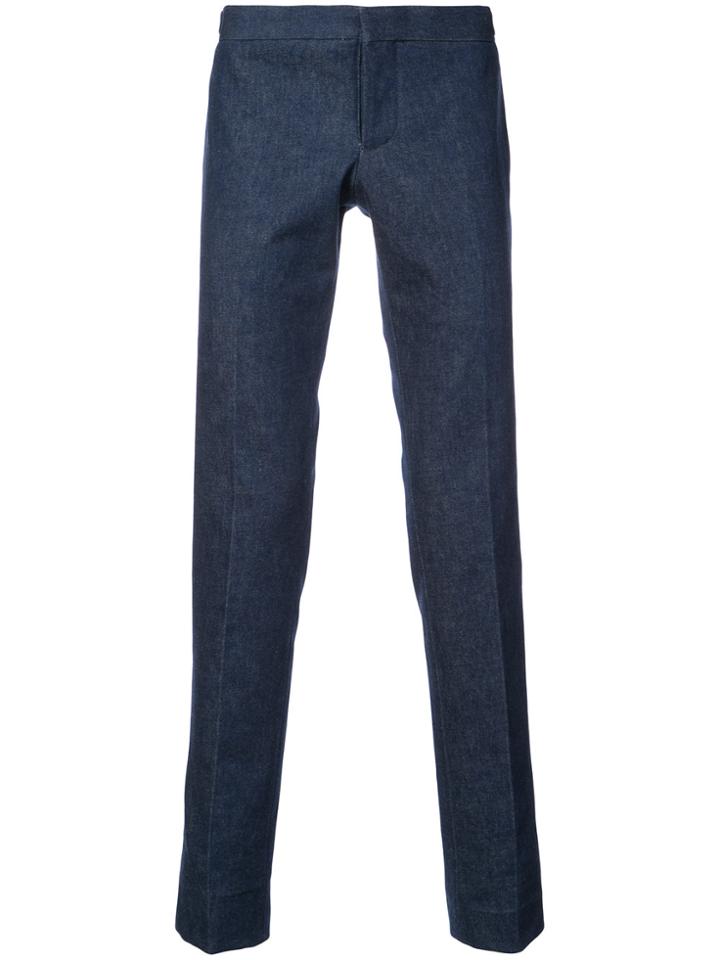 Thom Browne Unconstructed Low Rise Skinny Trouser In Washed Denim -