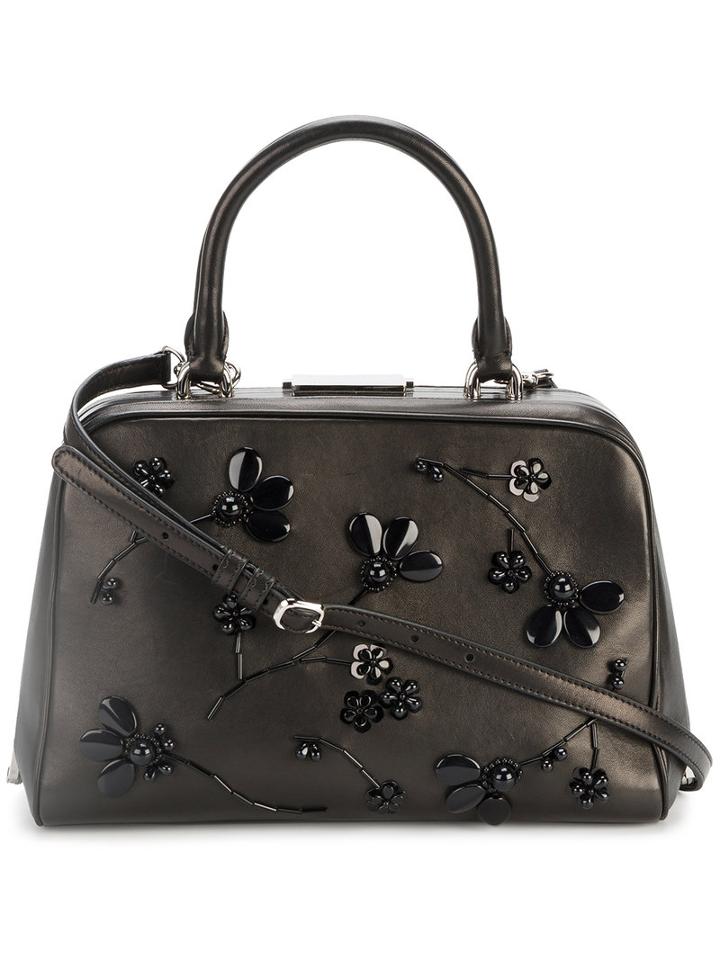 Simone Rocha - Leather Tote With Beaded Floral Embellishment - Women - Leather - One Size, Black, Leather