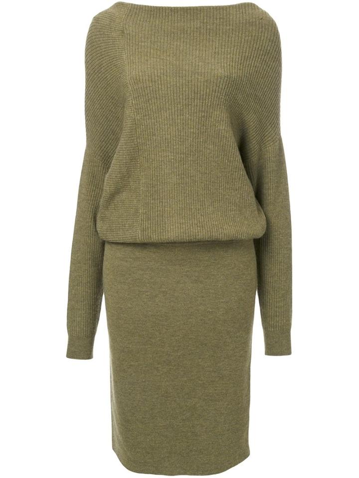 Rito Ribbed Knitted Dress, Women's, Size: 38, Green, Wool