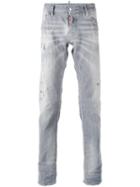 Dsquared2 - Distressed Slim-fit Jeans - Men - Cotton/leather/polyester/spandex/elastane - 50, Grey, Cotton/leather/polyester/spandex/elastane