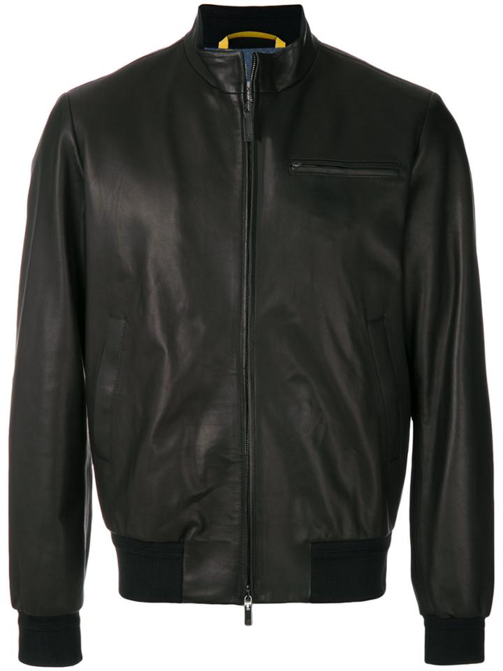Canali Zipped Bomber Jacket - Black