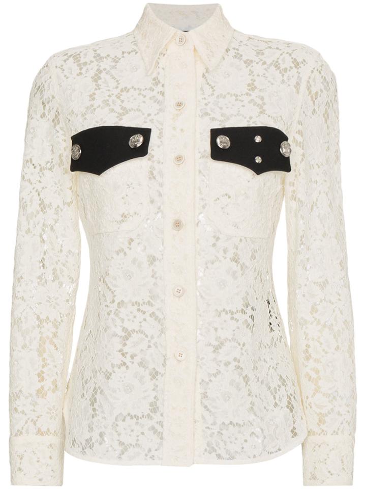 Calvin Klein 205w39nyc Lace Long Sleeve Shirt - Nude & Neutrals