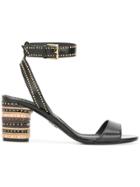Ermanno Scervino Studded Heel Sandals - Black