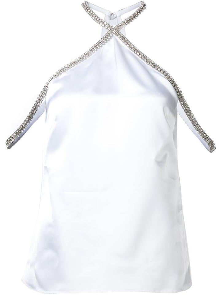 Rosetta Getty Cold Shoulder Embellished Top