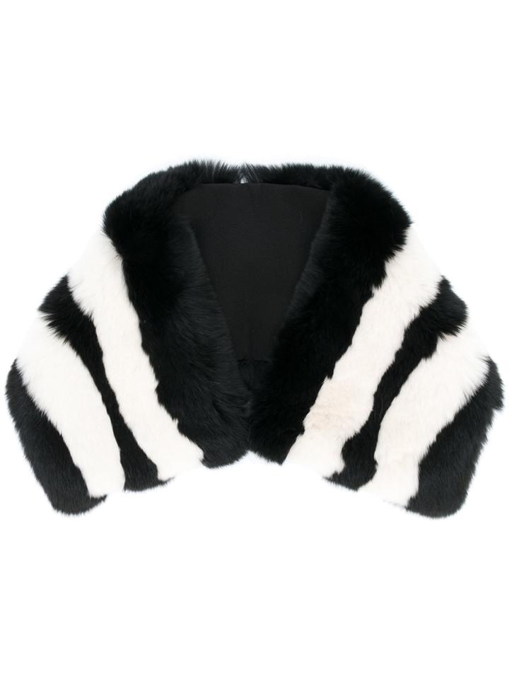 Etro Striped Fur Collar Scarf - Black