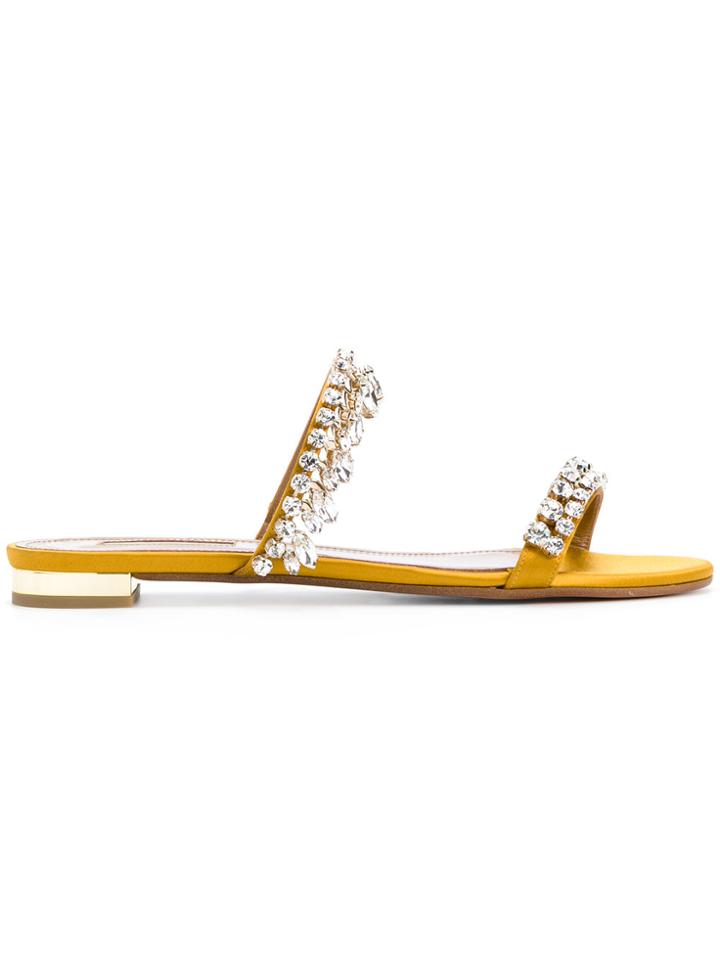 Aquazzura Eden Flat Sandals - Yellow & Orange