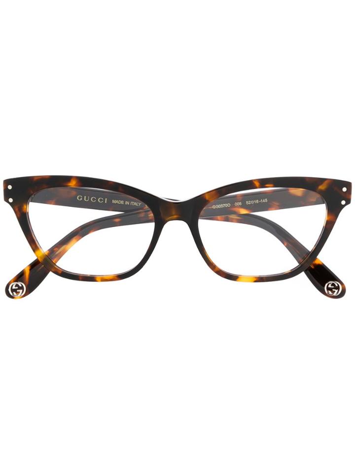 Gucci Eyewear Cat Eye Frames Glasses - Brown