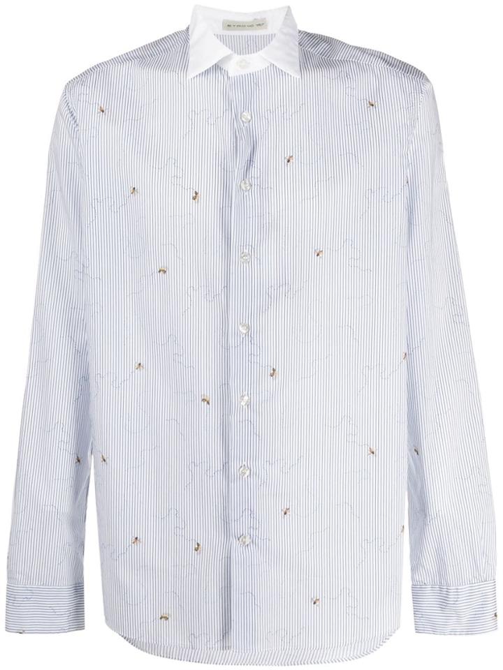 Etro Wasp-print Striped Shirt - Blue