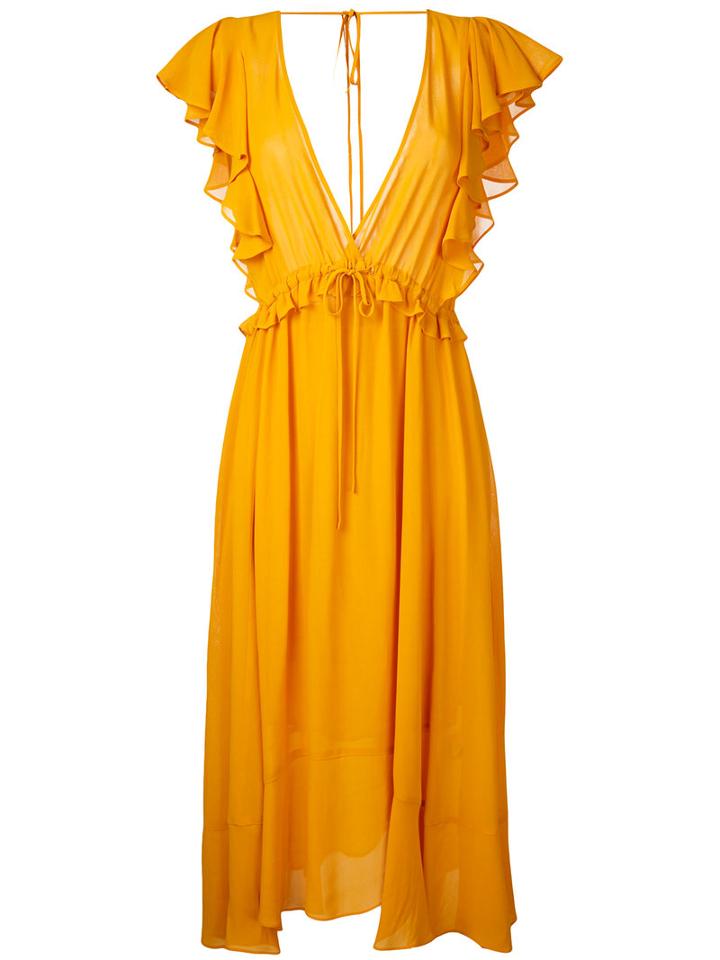 Le Ciel Bleu Georgette Flared Dress, Women's, Size: 36, Yellow/orange, Rayon