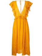 Le Ciel Bleu Georgette Flared Dress, Women's, Size: 36, Yellow/orange, Rayon