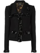 Dolce & Gabbana Vintage Sequinned Trim Jacket, Women's, Size: 40, Black
