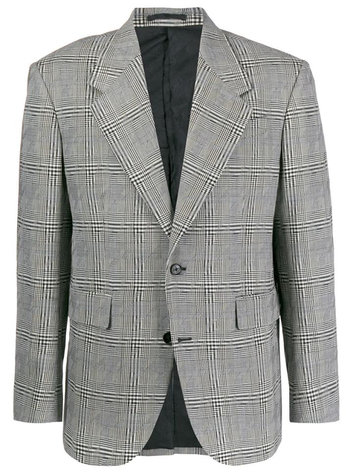 Versace Check Print Blazer Jacket - White