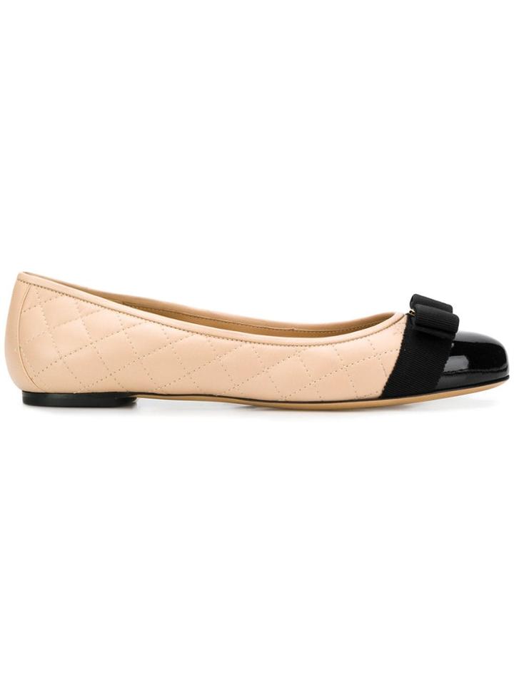 Salvatore Ferragamo Vara Contrast Ballerinas - Neutrals