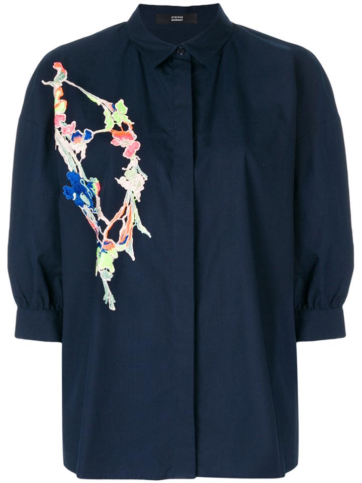 Steffen Schraut Floral Embroidery Shirt - Blue